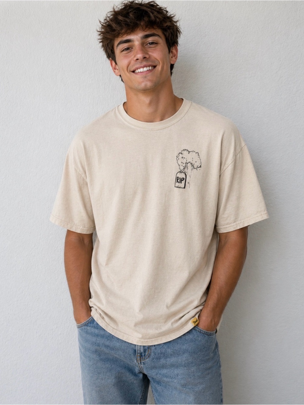 RIP Cream Short Sleeve Tee Size XL